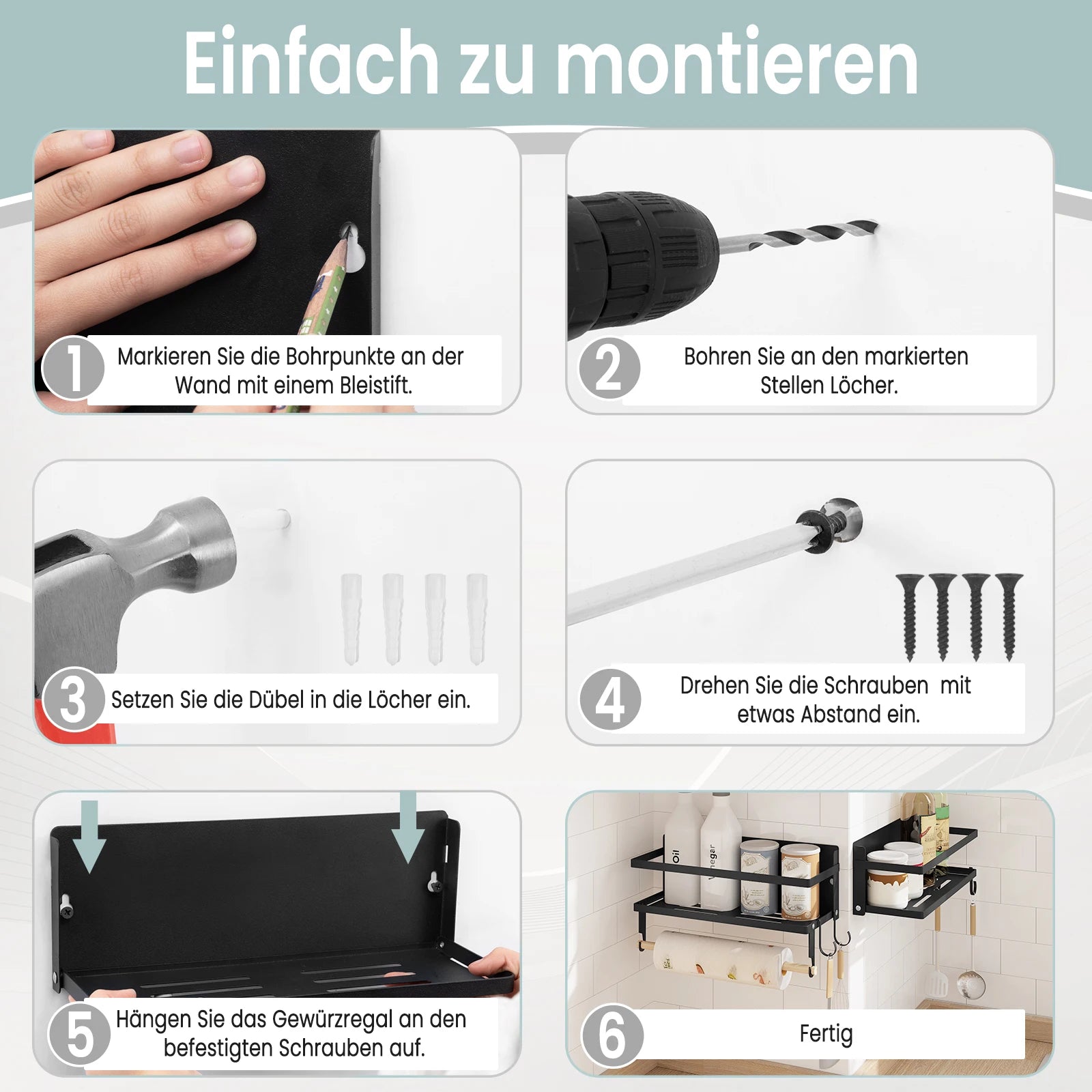 2PCS Wall Shelf with 4 Removable Hooks Towel Holder Spice Rack Kitchen Spice Holder Kitchen Storage Organizer  Household