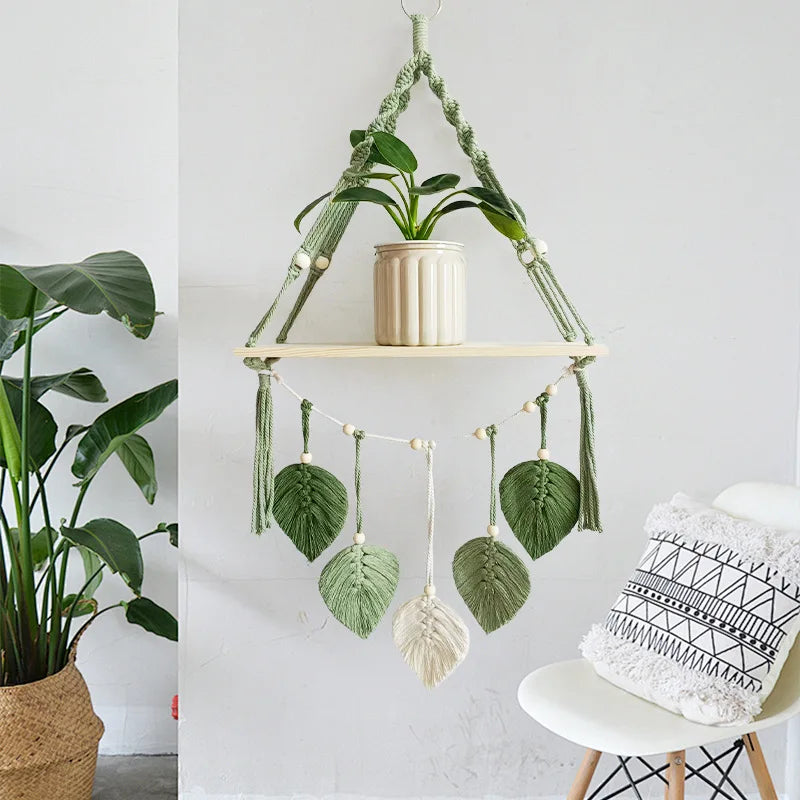 Scandinavian hand-woven tapestry blind box figure storage rack wall decoration flower pot ornaments item storage