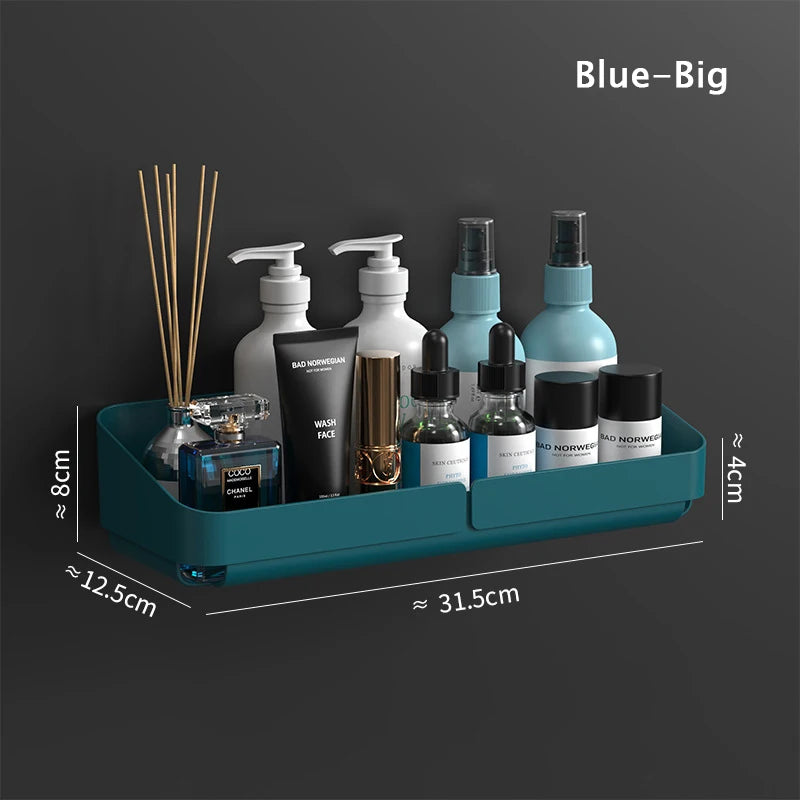 Self Adhesive Bathroom Shelves Wall Mounted Storage Rack Box Toilet Washstand Punch Free Shampoo Holder Bathroom Accessories