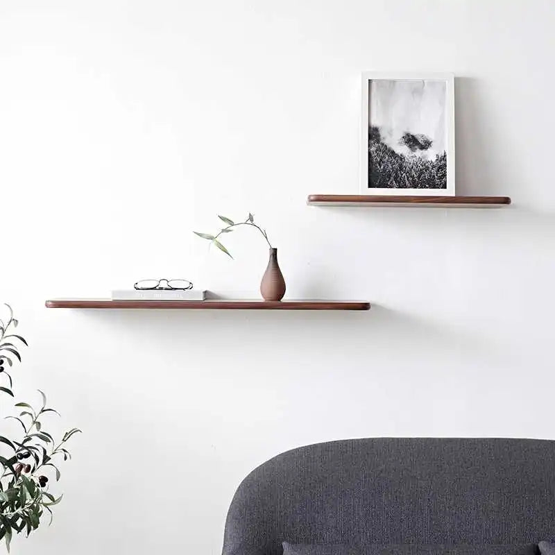 Creative Black Walnut Wall Shelf Solid Wood Storage Rack for Living Room and Bedroom Simple Home Decoration