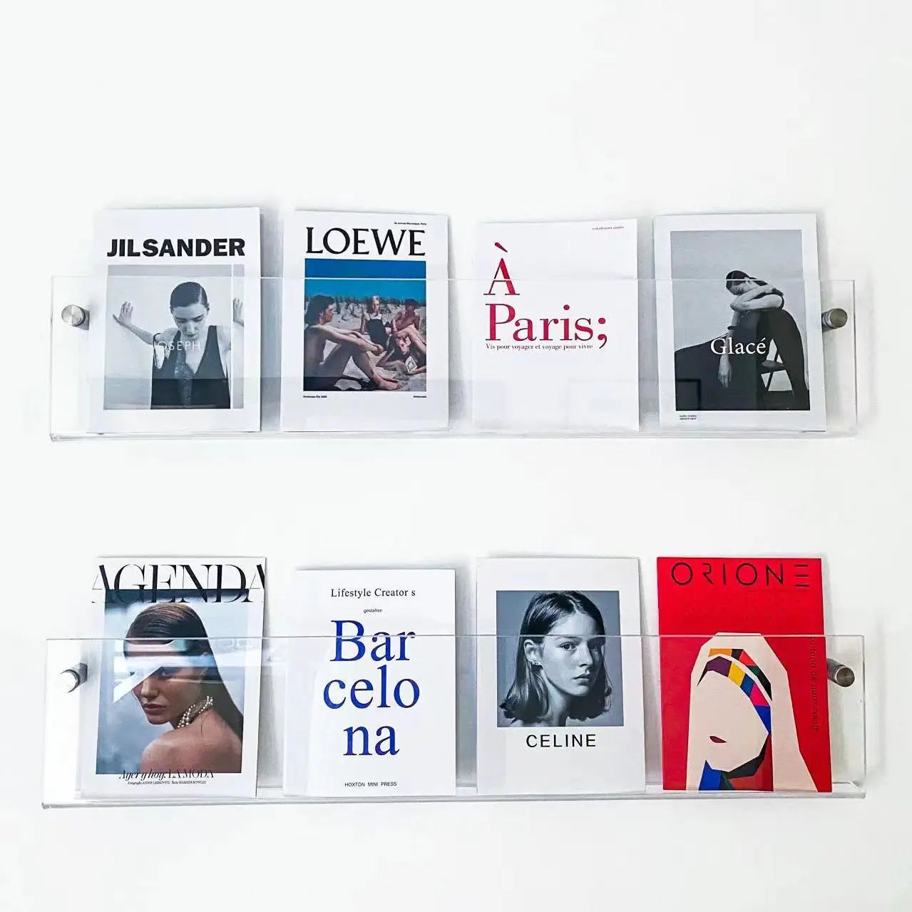 1pcs INS Transparent Acrylic Wall Magazine Storage Rack Bookshelf Children's Picture Book Newspapers Records Wall Storage Holder