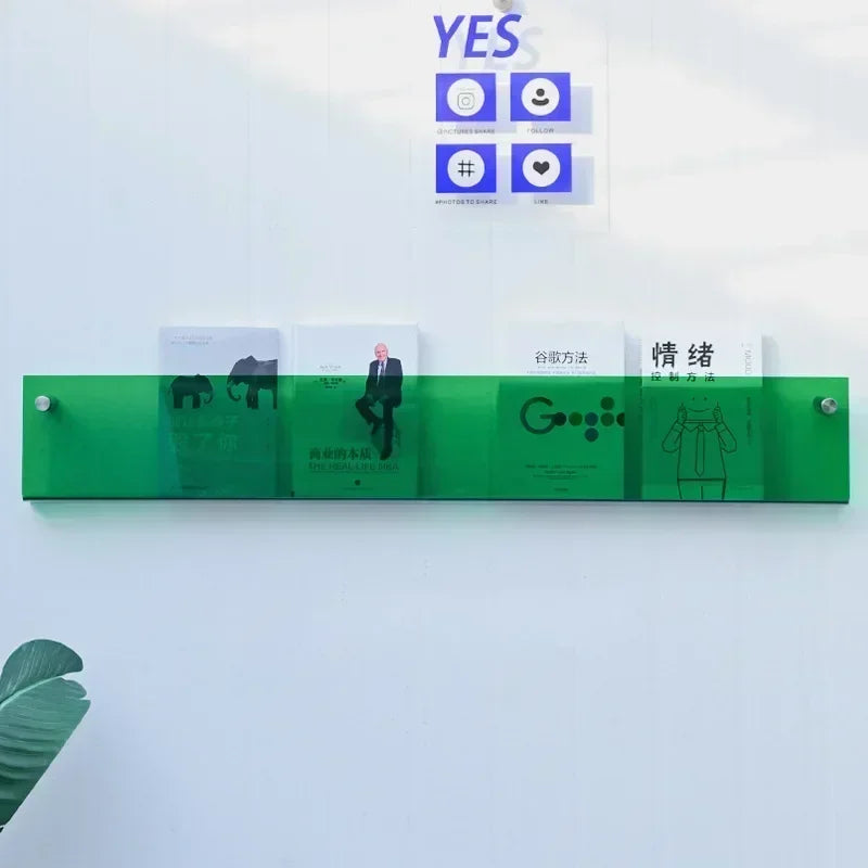 1pcs INS Transparent Acrylic Wall Magazine Storage Rack Bookshelf Children's Picture Book Newspapers Records Wall Storage Holder