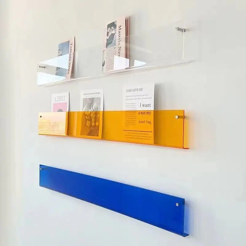 1pcs INS Transparent Acrylic Wall Magazine Storage Rack Bookshelf Children's Picture Book Newspapers Records Wall Storage Holder