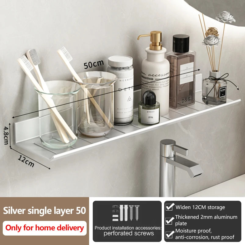 bathroom shelf aluminum bathroom rack toilet storage rack toilet kitchen shelf hang on the wall punch-free rack