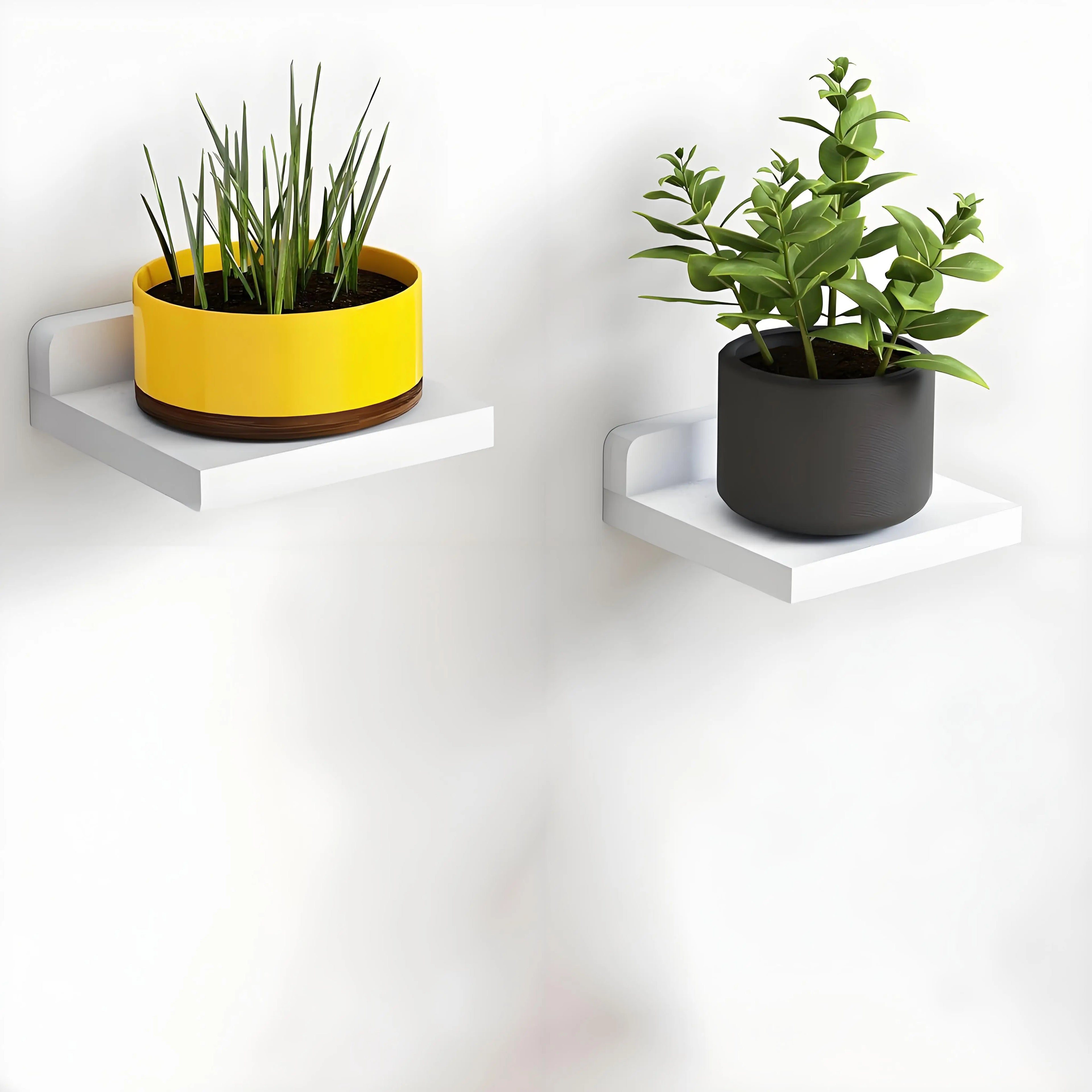 4/2 Pcs White Floating Shelves for Wall Rustic Wood Small Wall Mounted Shelves for Bedroom, Living Room, Kitchen, Bathroom Decor