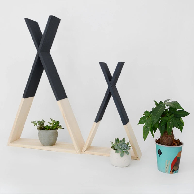 1Pc Living Room Wooden Triangle Storage Holder Rack Decor Wall Mounted Shelf for Kids Boy Girls Room Decor Home Decoration