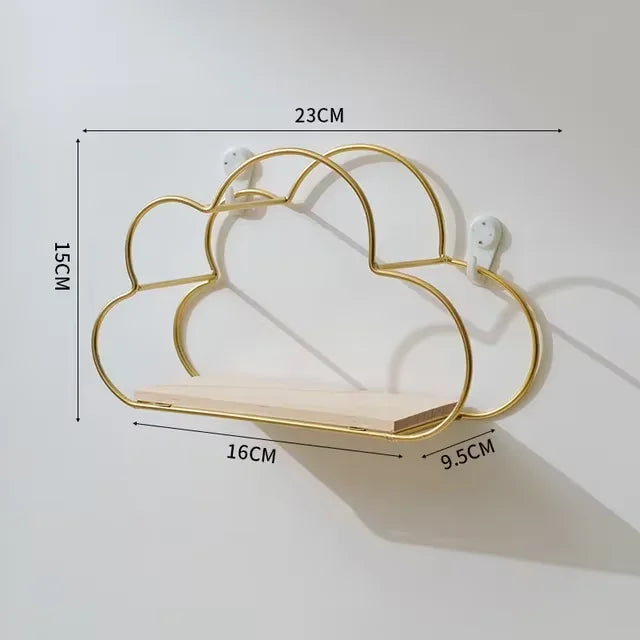 Creative Cloud Iron Shelving Wall Shelf Wooden Clapboard Nordic Style Decoration Children Room Decoration Display Stand