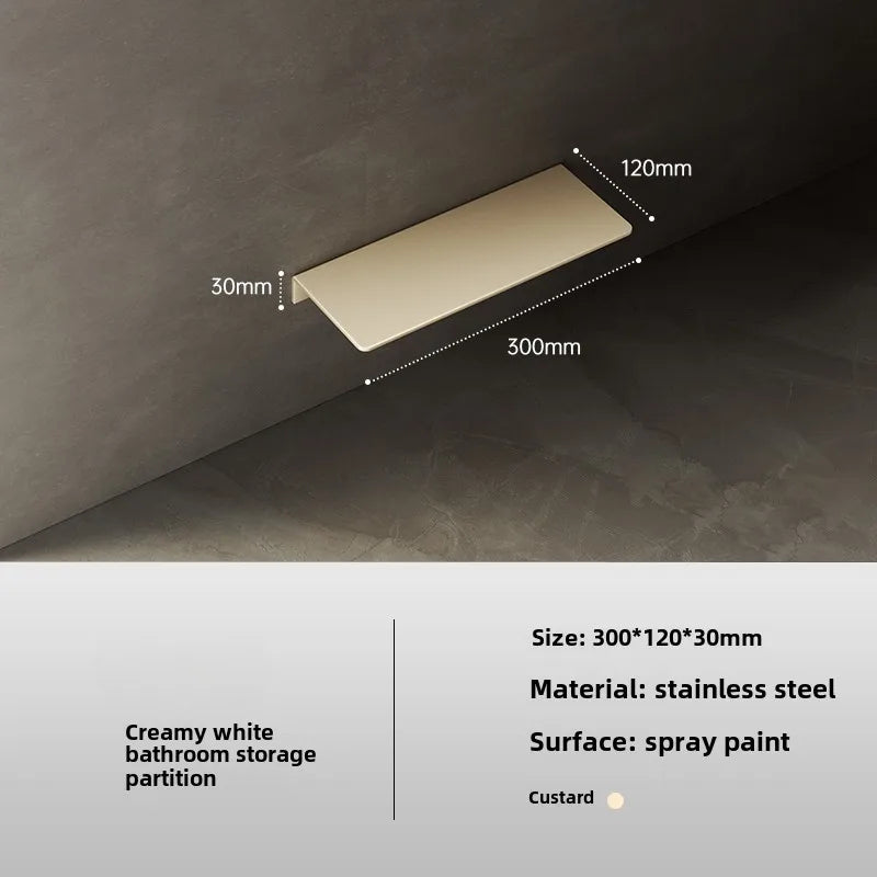 Cream white 304 stainless steel bathroom shelf wall storage rack