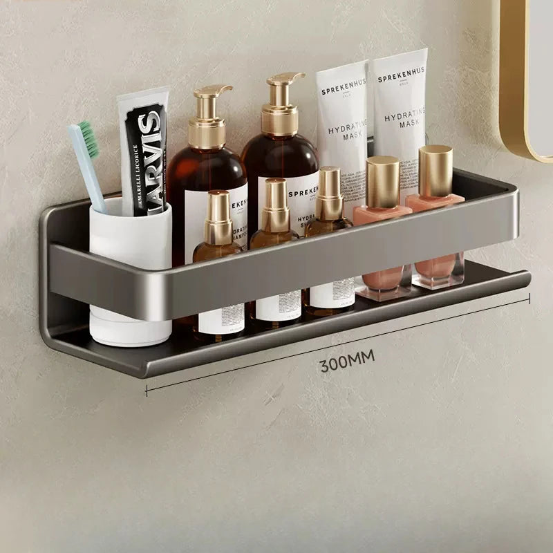 kitchen Stainless steel storage rack no punching bathroom wall shelf Seasoning bottle storage kitchen accessories organizer