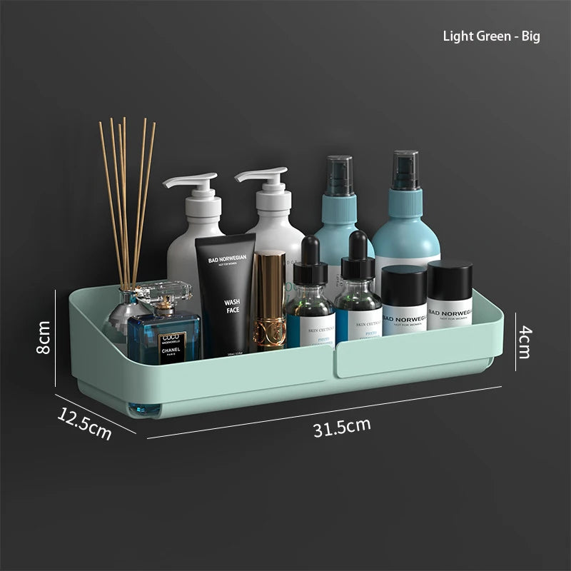 Self Adhesive Bathroom Shelves Wall Mounted Storage Rack Box Toilet Washstand Punch Free Shampoo Holder Bathroom Accessories