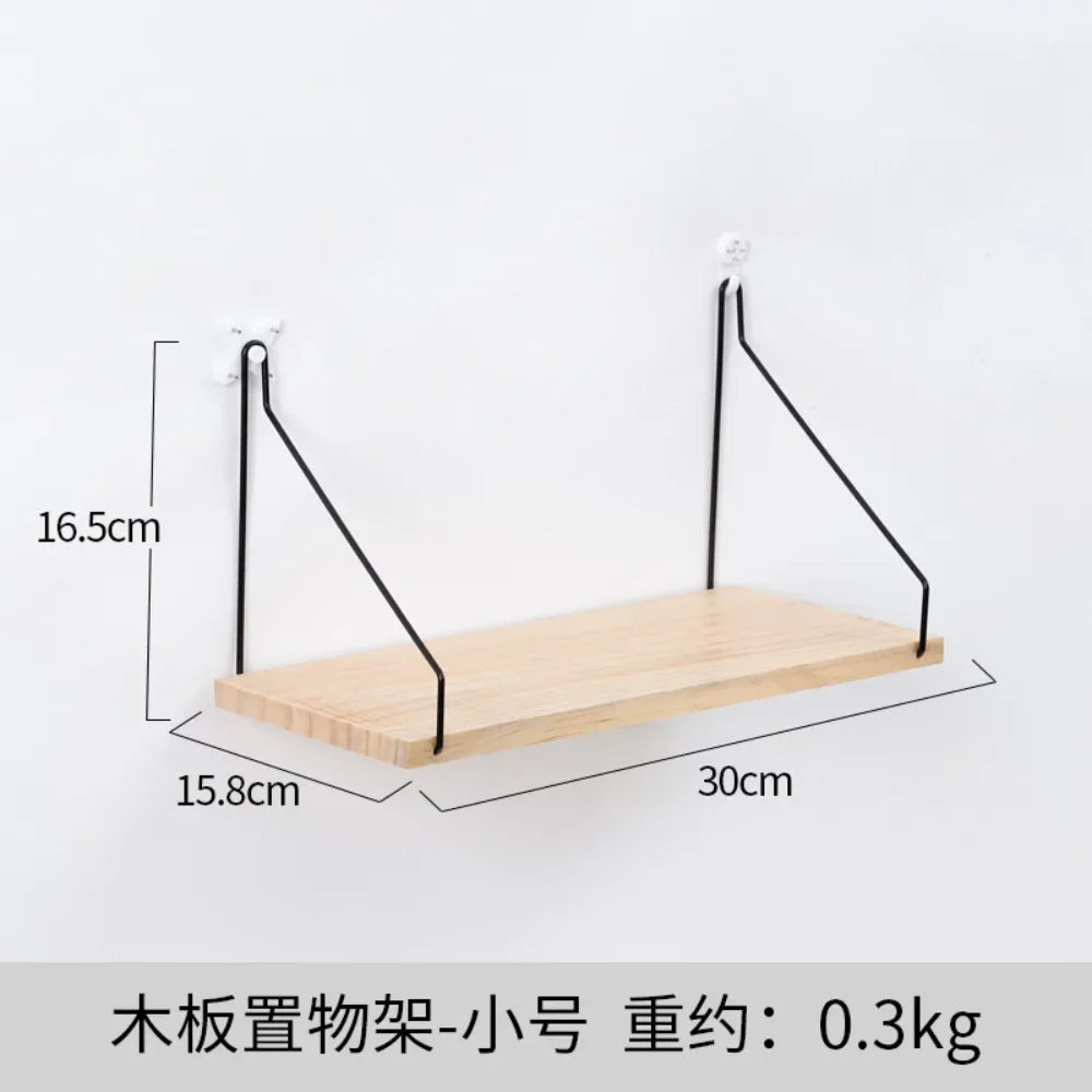 Wooden Iron Wall Shelf Wall Mounted Storage Rack Organization for Bedroom Home Decor Kid Room DIY Wall Decoration Holder
