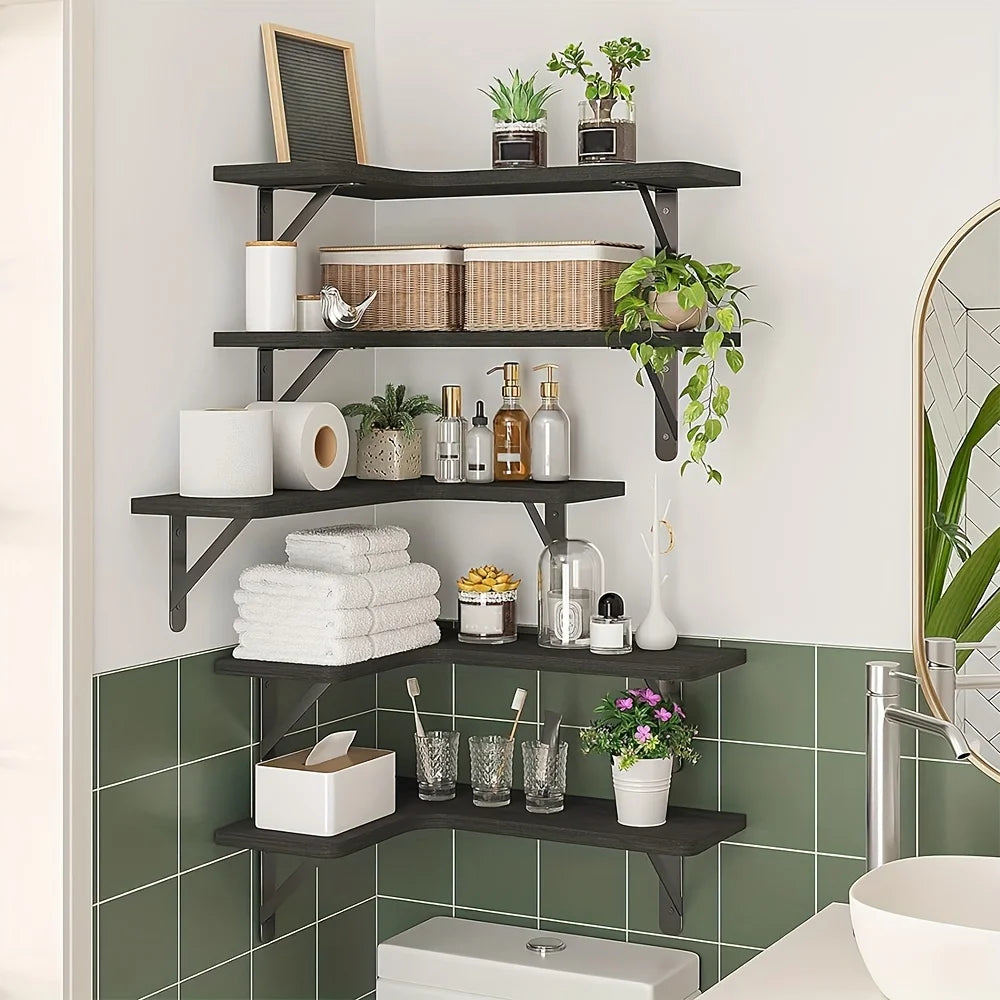 5 corner shelves, corner floating storage shelves, various colors, wall-mounted corner bookshelves