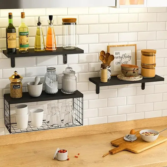 Wall Mounted Shelf with Tissue Holder - Iron Bathroom/Kitchen Organizer, Multi-Layer Storage Rack for Toiletries & Spices