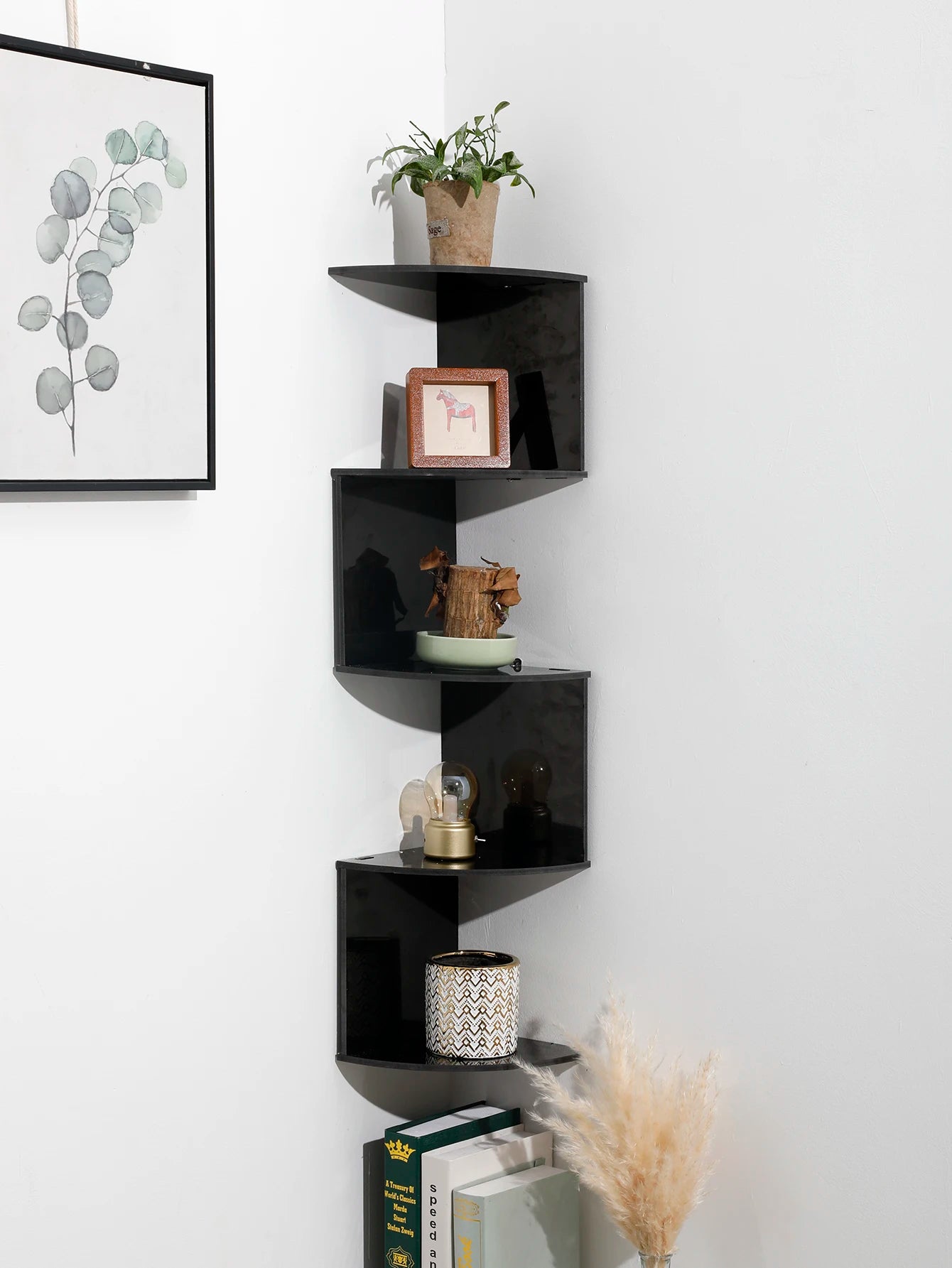 2/4/5 Layers PVC Wooden Corner Shelf Burlywood Storage Shelf Boho Home Decoration Floating Wall Organizer Room Decors Aesthetic