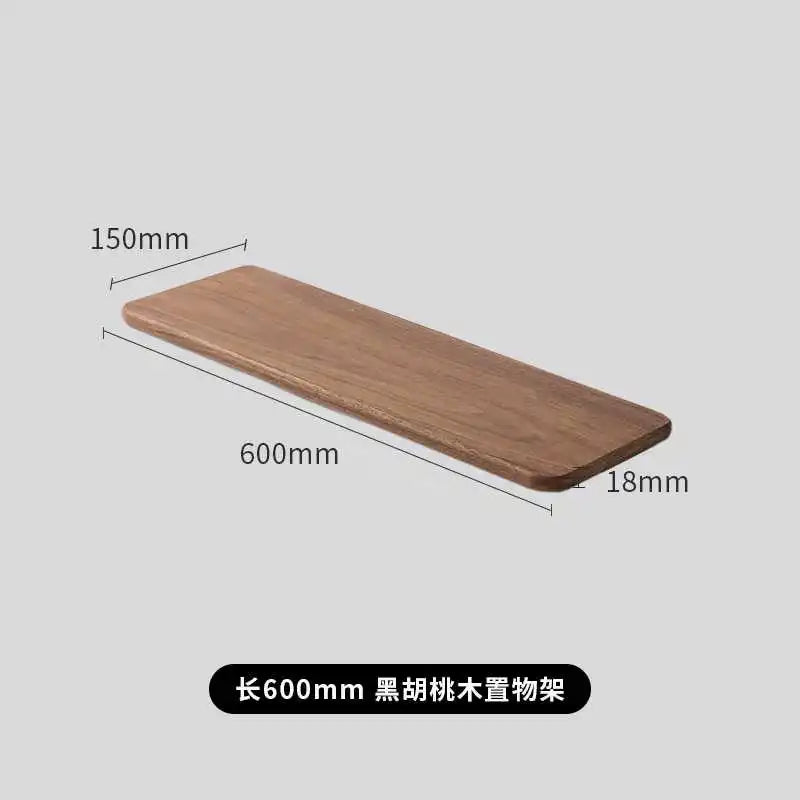 Creative Black Walnut Wall Shelf Solid Wood Storage Rack for Living Room and Bedroom Simple Home Decoration