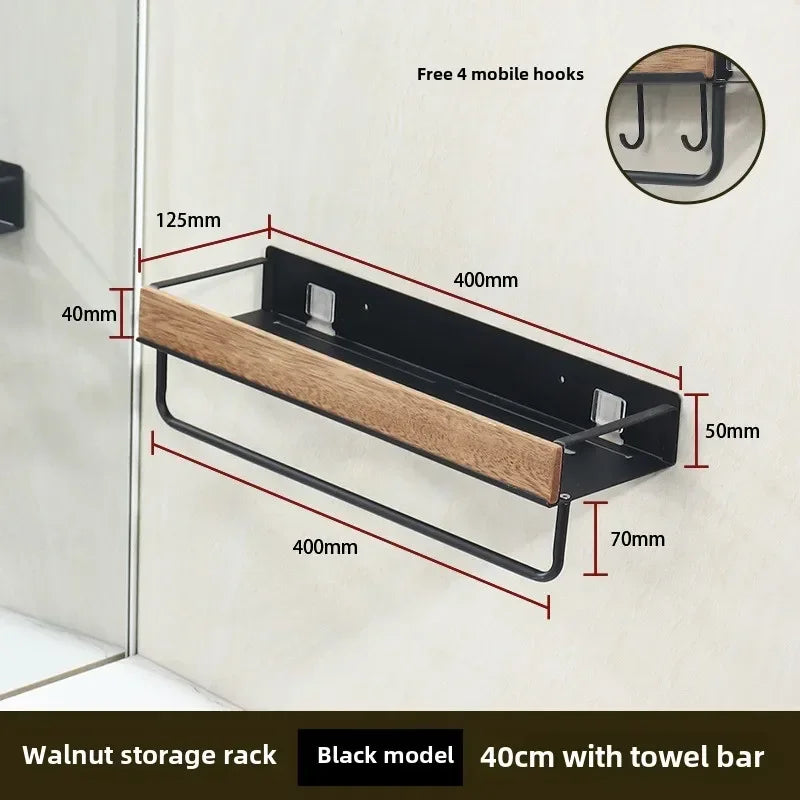Black Bathroom Corner Shelves Kitchen Wall Shelf Shower Bath Shampoo Storage Rack Bathroom Accessories 40-60cm