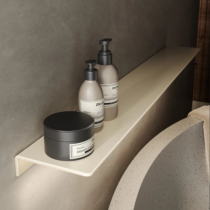 Cream white 304 stainless steel bathroom shelf wall storage rack