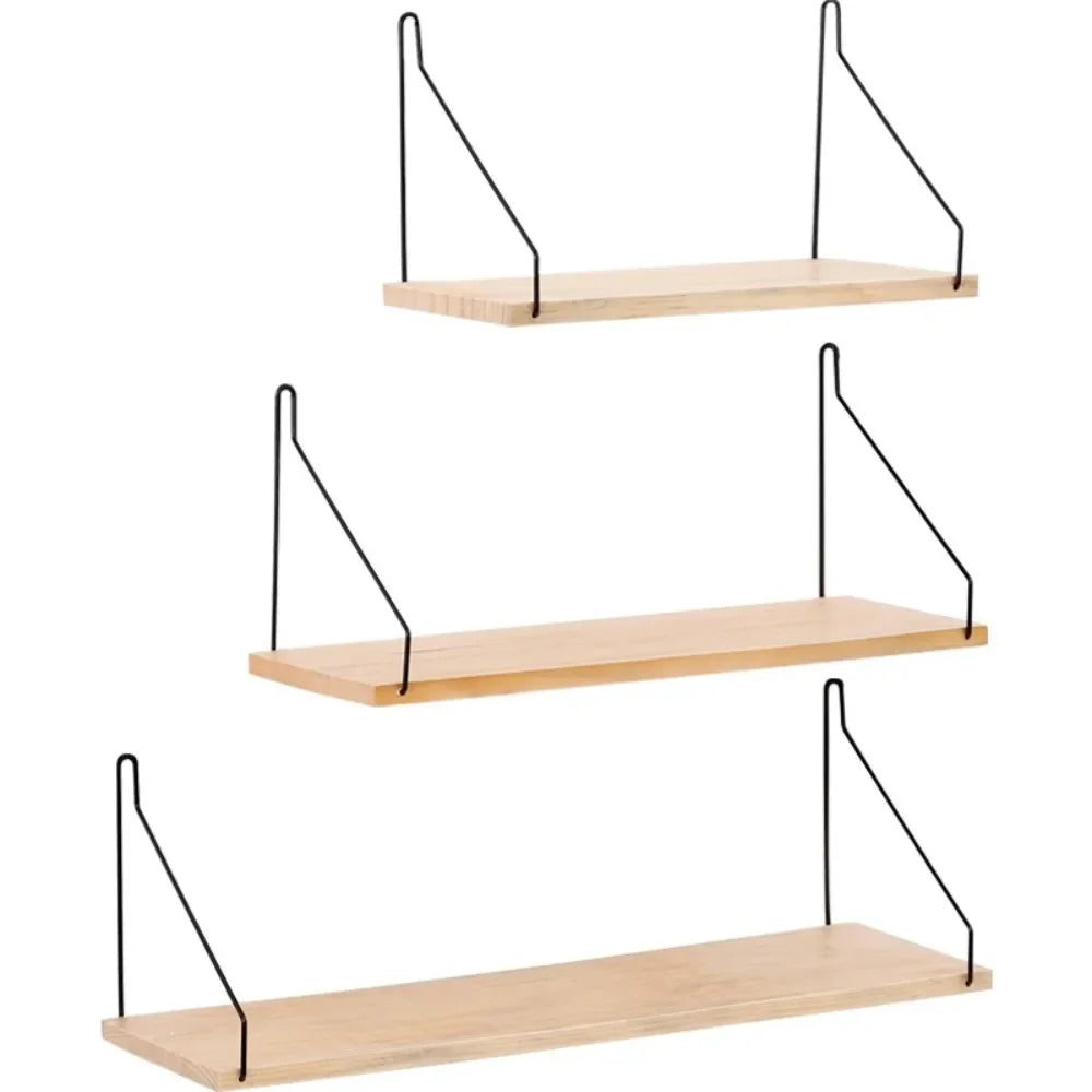 Wooden Iron Wall Shelf Wall Mounted Storage Rack Organization for Bedroom Home Decor Kid Room DIY Wall Decoration Holder