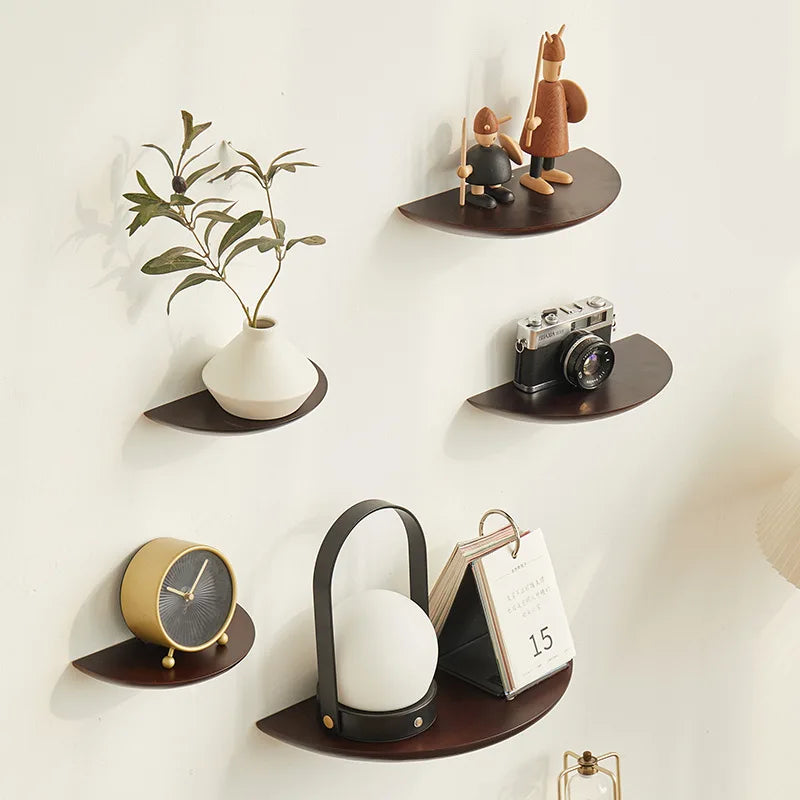 Solid Wood Storage Rack Punch-Free Partition Wall-Mounted Bedroom Living Room Background Wall Projector Rack