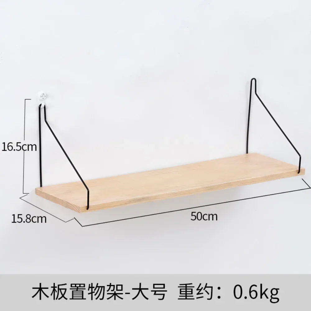 Wooden Iron Wall Shelf Wall Mounted Storage Rack Organization for Bedroom Home Decor Kid Room DIY Wall Decoration Holder