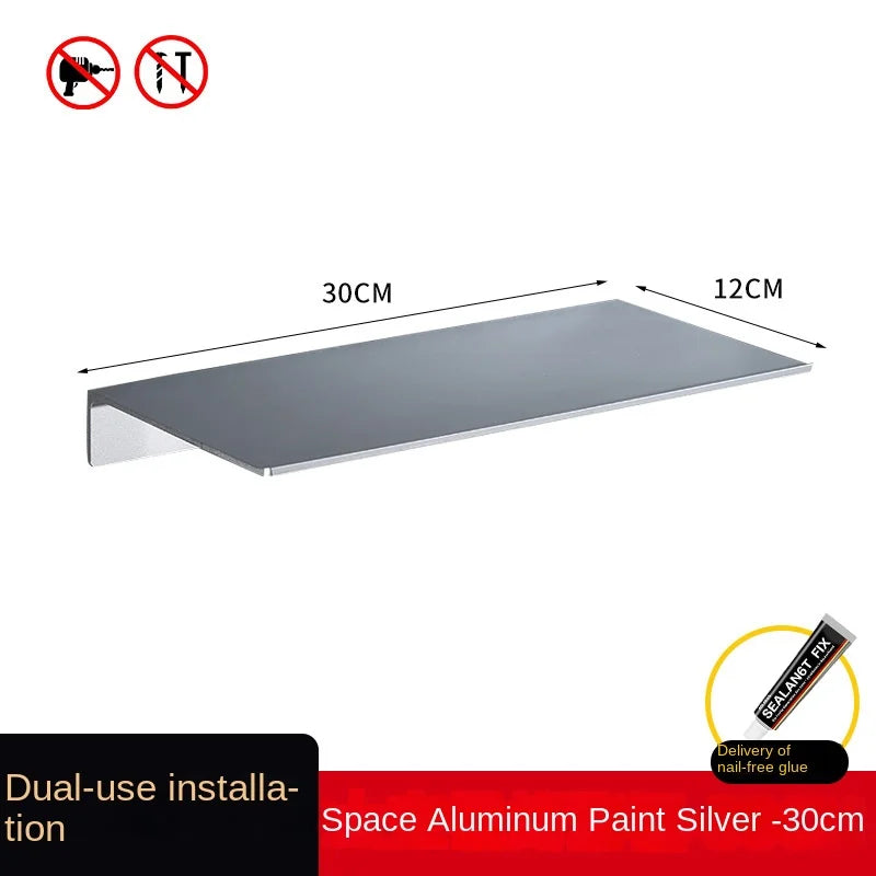Perforation-free stainless steel wire light luxury bathroom shelf Wall-mounted bathroom toilet cell phone shelf