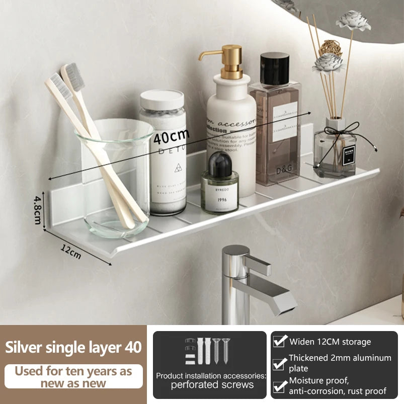 bathroom shelf aluminum bathroom rack toilet storage rack toilet kitchen shelf hang on the wall punch-free rack
