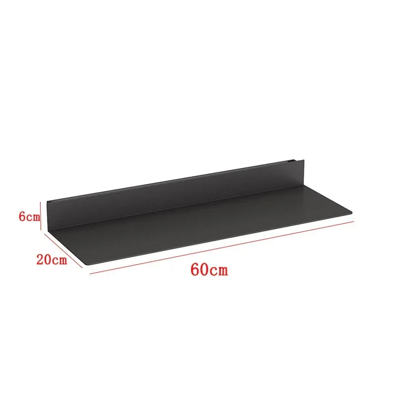 Iron Floating Wall Shelf Kitchen Storage Organizer Shelves Bathroom Display Stand Bedroom Plate Rack with Light Room Accessories