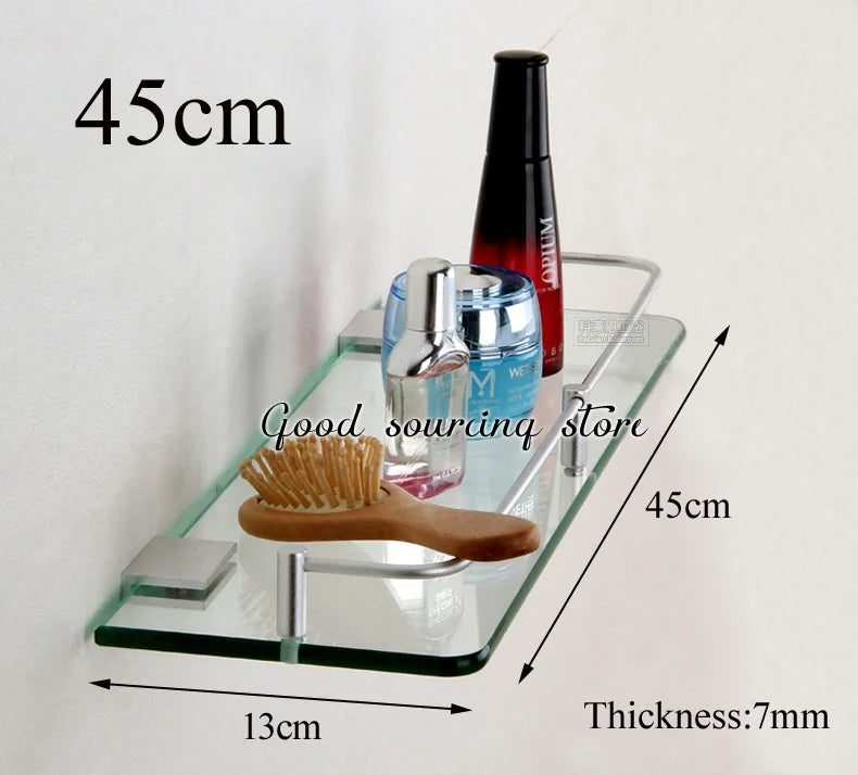 20 25 30 35 40 45 50cm single tier wall toilet glass bathroom shelf
