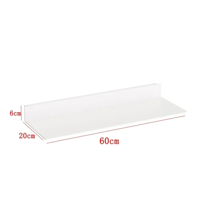 Iron Floating Wall Shelf Kitchen Storage Organizer Shelves Bathroom Display Stand Bedroom Plate Rack with Light Room Accessories