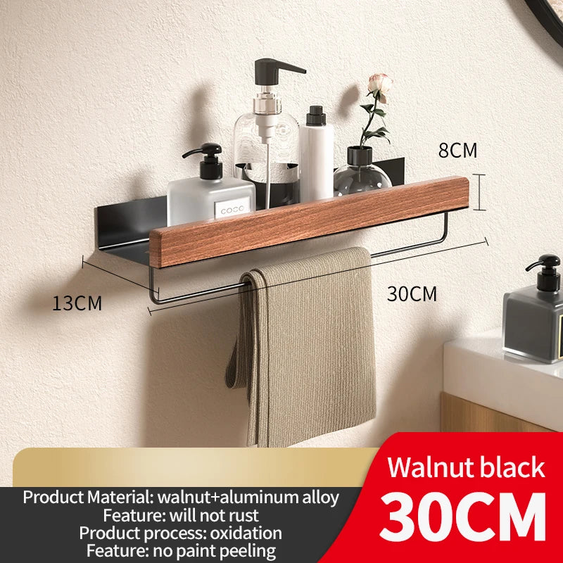 Wood Aluminum Material Bathroom Shelf Organizer Corner Shelf Shampoo Storage Shelf Shower Wall Rack Bathroom Organizer Accessory