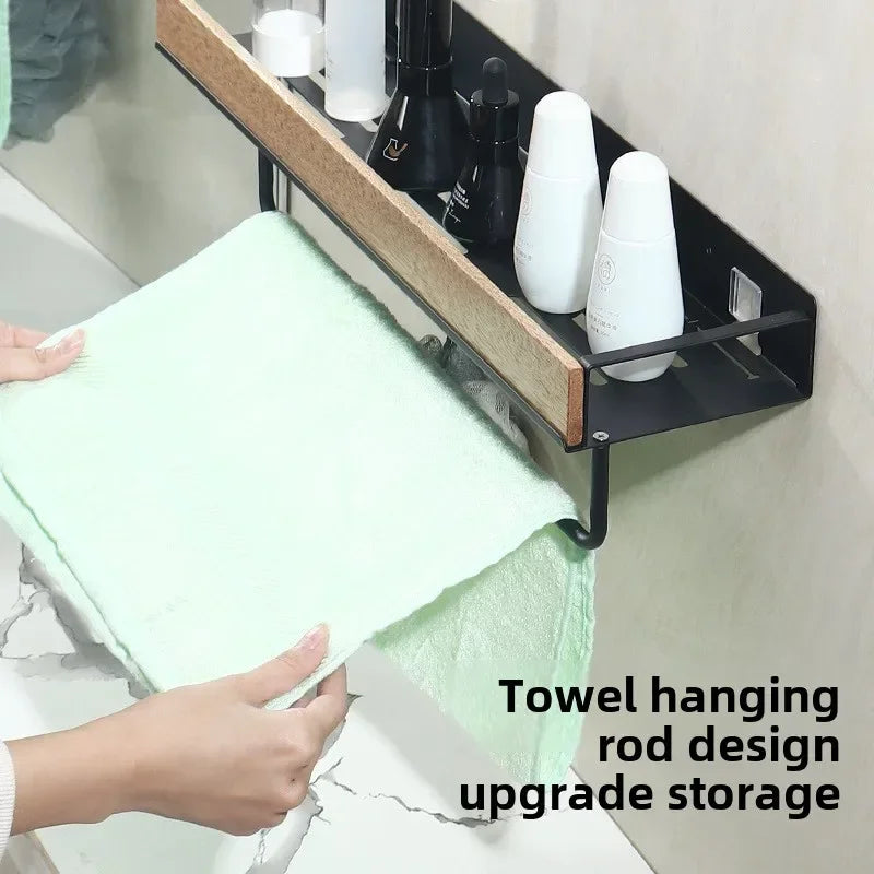 Black Bathroom Corner Shelves Kitchen Wall Shelf Shower Bath Shampoo Storage Rack Bathroom Accessories 40-60cm
