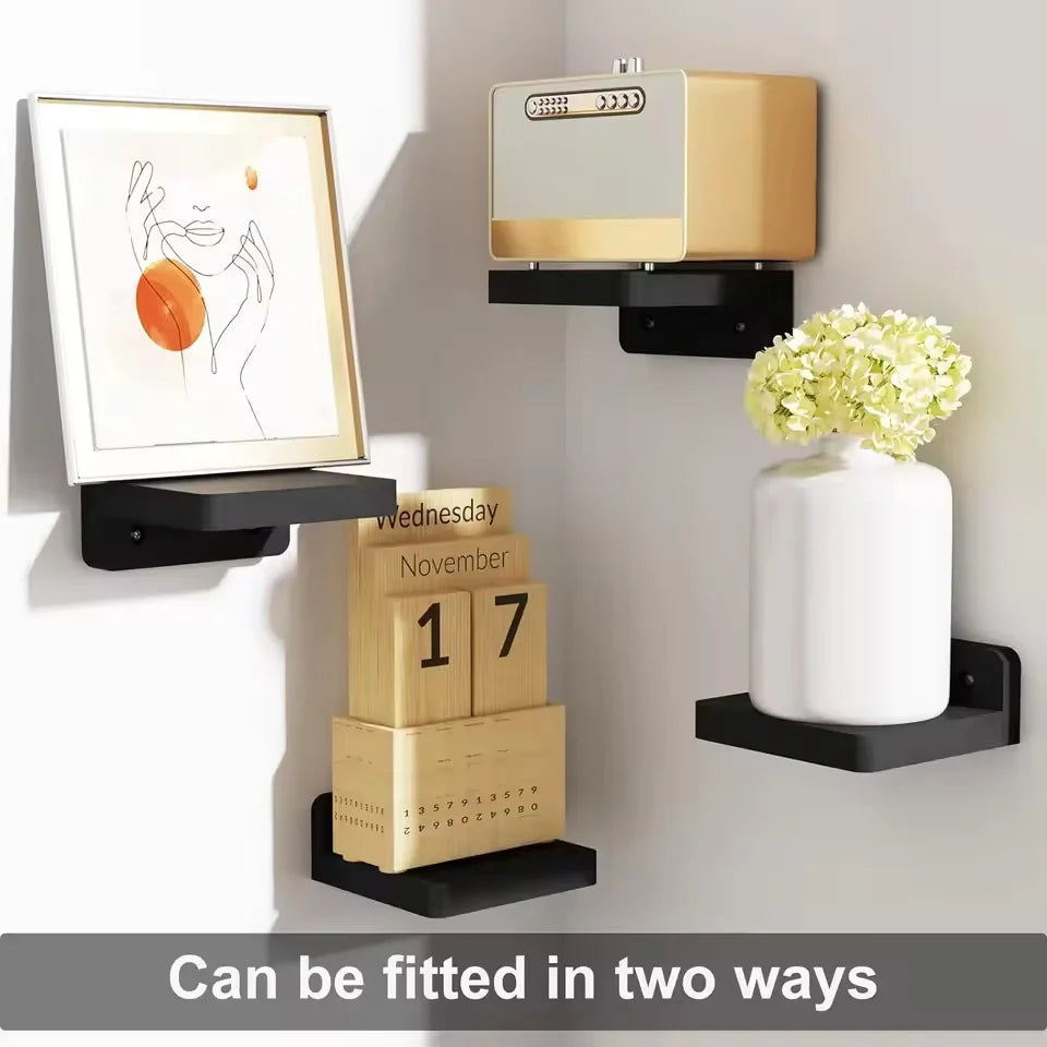 4/2 Pcs White Floating Shelves for Wall Rustic Wood Small Wall Mounted Shelves for Bedroom, Living Room, Kitchen, Bathroom Decor