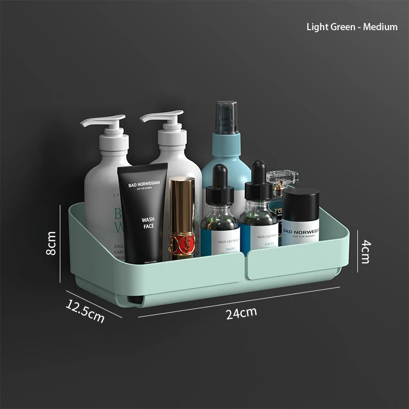 Self Adhesive Bathroom Shelves Wall Mounted Storage Rack Box Toilet Washstand Punch Free Shampoo Holder Bathroom Accessories