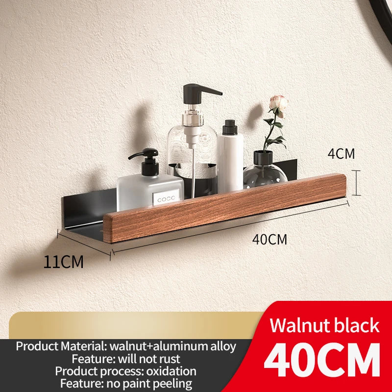 Wood Aluminum Material Bathroom Shelf Organizer Corner Shelf Shampoo Storage Shelf Shower Wall Rack Bathroom Organizer Accessory