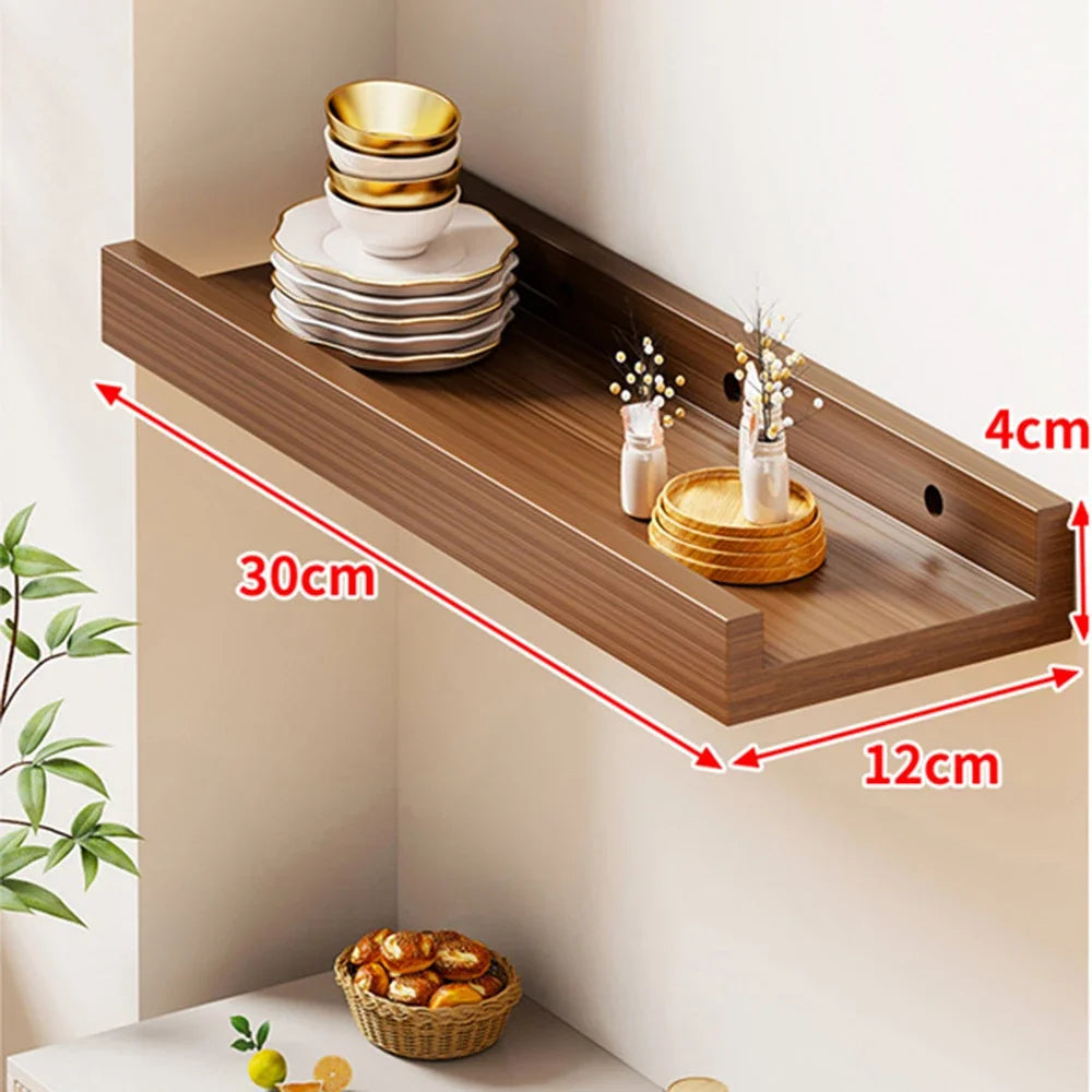 60cm Wooden Storage Rack Wall-Mounted Bookshelves Display Living Room Space Saving Floating Shelf for Modern Home Organizer