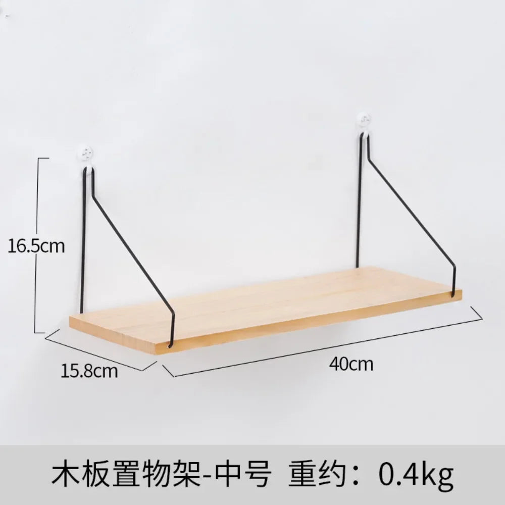 Wooden Iron Wall Shelf Wall Mounted Storage Rack Organization for Bedroom Home Decor Kid Room DIY Wall Decoration Holder