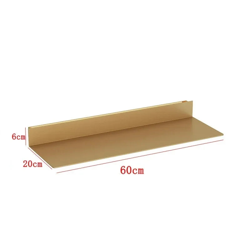 Iron Floating Wall Shelf Kitchen Storage Organizer Shelves Bathroom Display Stand Bedroom Plate Rack with Light Room Accessories