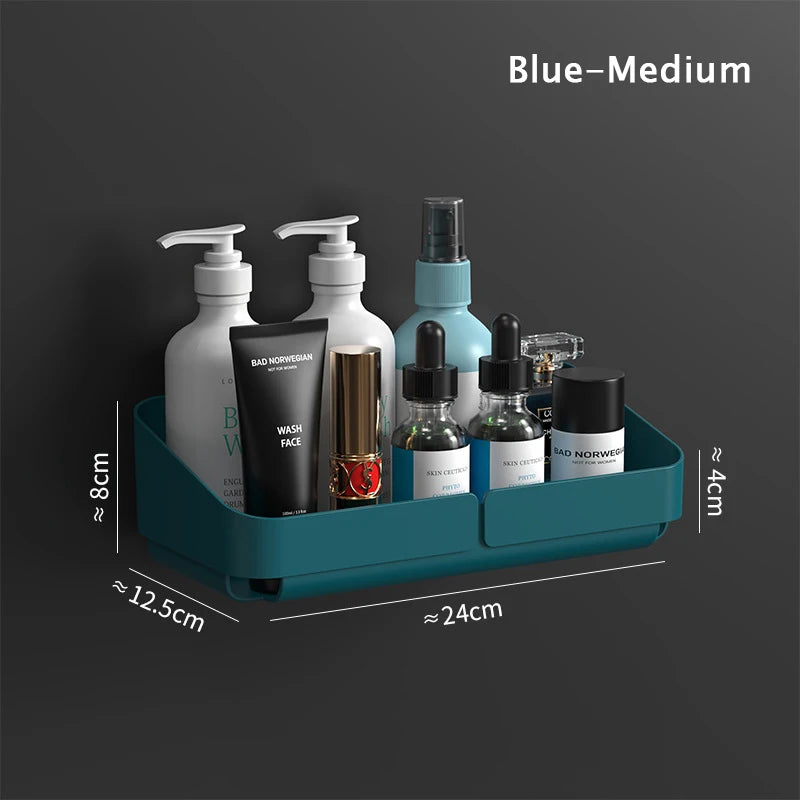 Self Adhesive Bathroom Shelves Wall Mounted Storage Rack Box Toilet Washstand Punch Free Shampoo Holder Bathroom Accessories