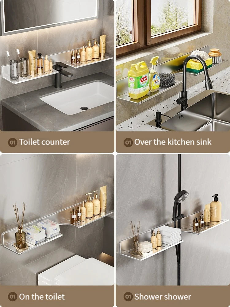 bathroom shelf aluminum bathroom rack toilet storage rack toilet kitchen shelf hang on the wall punch-free rack