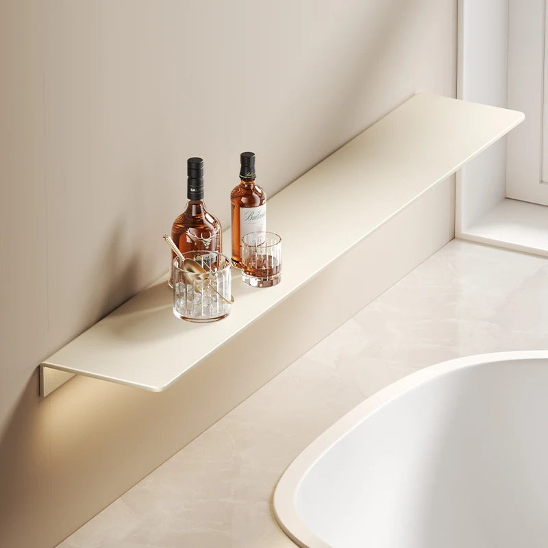 Cream white 304 stainless steel bathroom shelf wall storage rack
