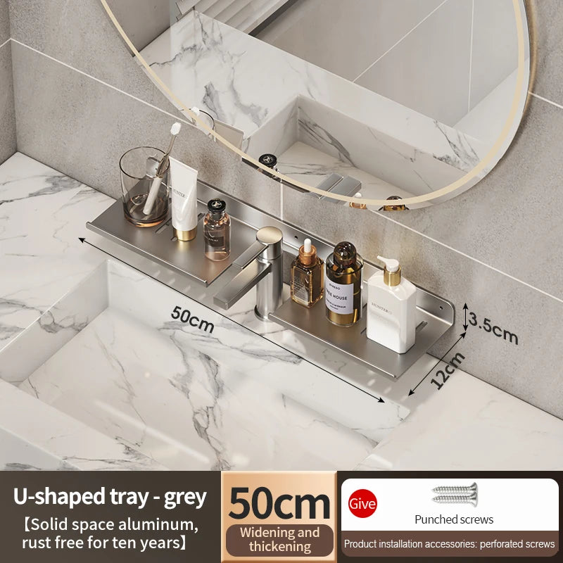 bathroom shelf aluminum bathroom rack toilet storage rack toilet kitchen shelf hang on the wall punch-free rack
