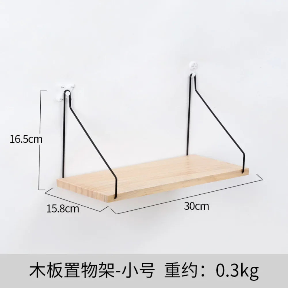 Wooden Iron Wall Shelf Wall Mounted Storage Rack Organization for Bedroom Home Decor Kid Room DIY Wall Decoration Holder