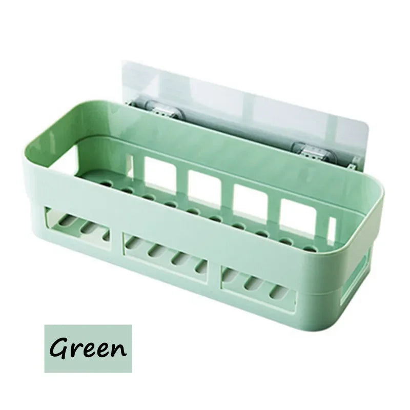 3M Self Adhesive Storage Rack Kitchen Bathroom Wall Storage Shelf Hanging Rack Corner Basket Holder Organizer Home Decoration