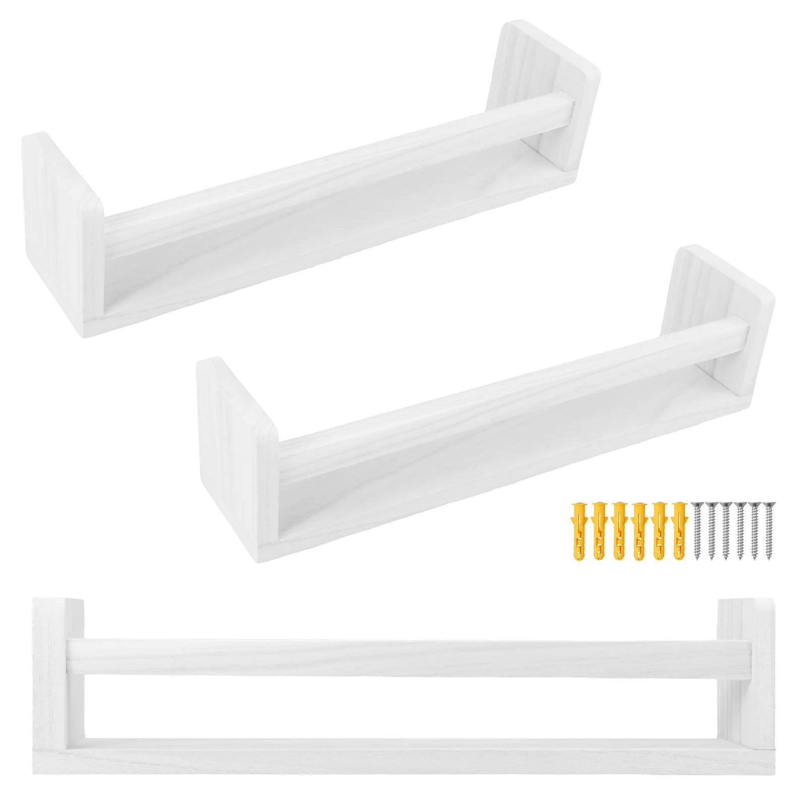 3pcs Floating Shelves for Wall Mounted 16.5in Wood Shelf Wall Decor Storage Display for Bedroom, Living Room, Bathroom, Kitchen