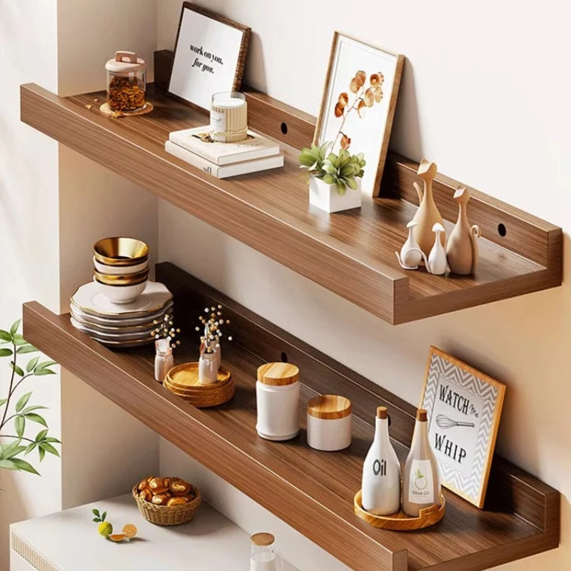 60cm Wooden Storage Rack Wall-Mounted Bookshelves Display Living Room Space Saving Floating Shelf for Modern Home Organizer