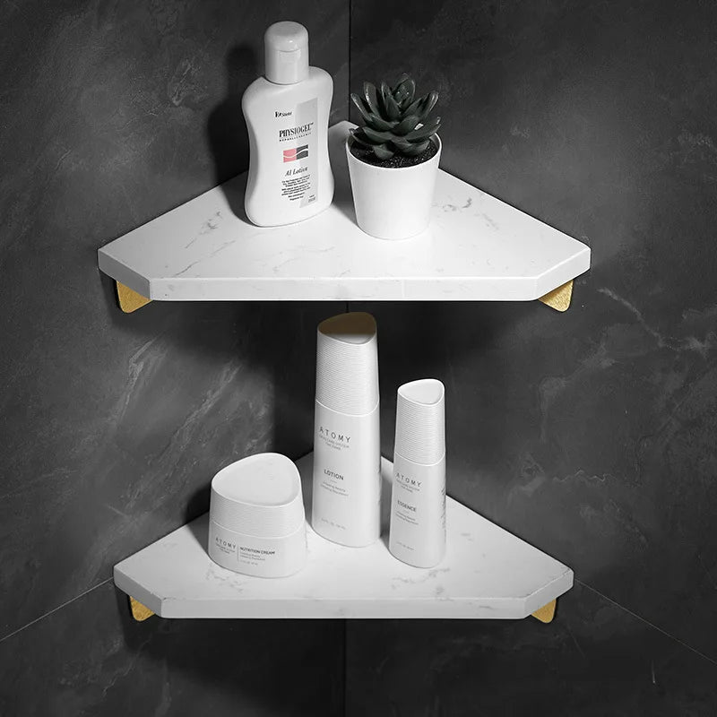Bathroom marble storage rack wall mounted luxury bathroom corner rack shower room shower triangle basket storage rack