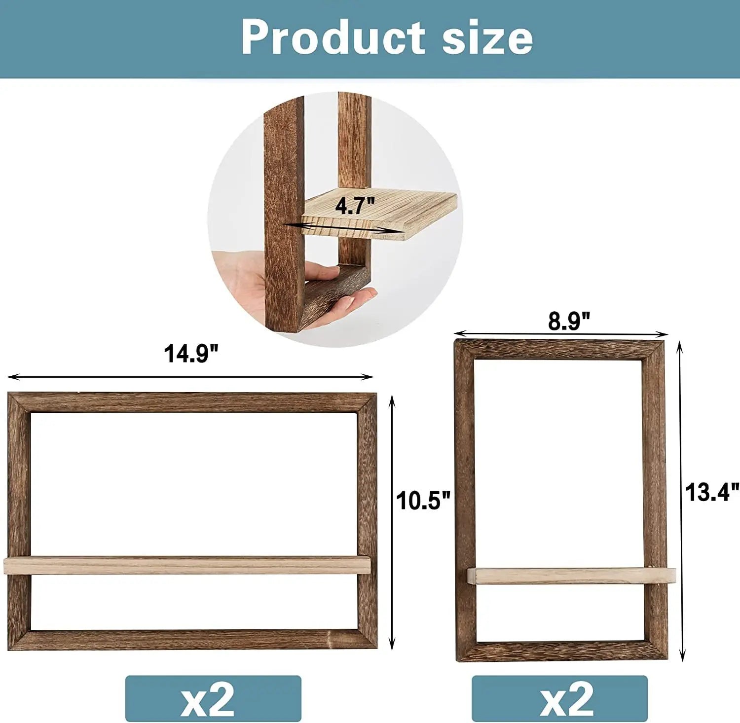 Wood Floating Wall Shelves Hanging Shelf for Wall Storage Rustic Farmhouse Decor for Bedroom Bathroom Living Room Kitchen
