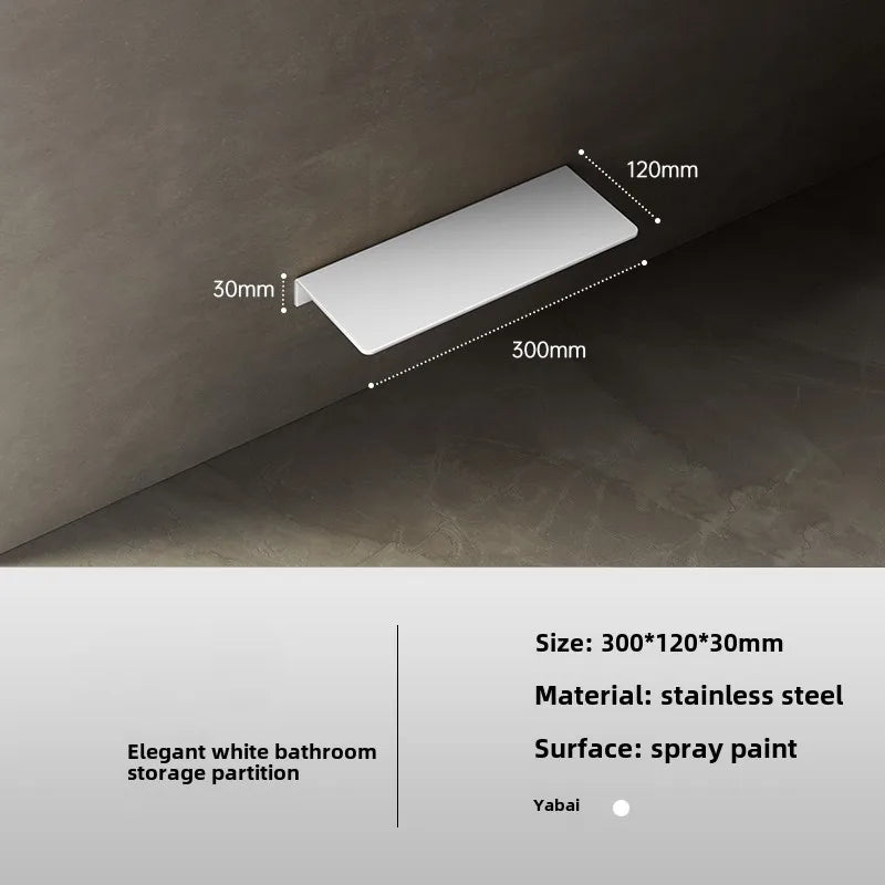 Cream white 304 stainless steel bathroom shelf wall storage rack