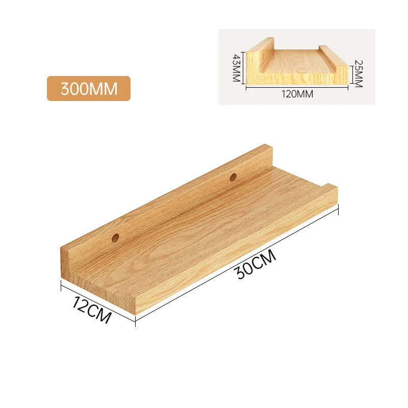 Solid Wood Wall Mounted Storage Rack Bookshelf Display Stand Living Room Bathroom Kitchen Storage Holders Wall Decoration Shelf