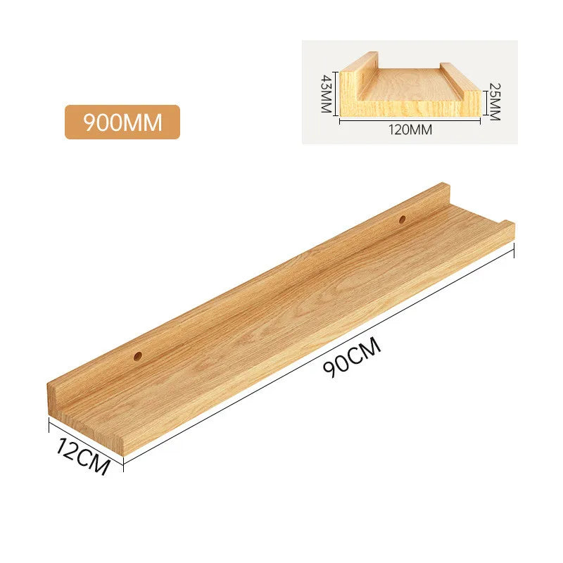 Solid Wood Wall Mounted Storage Rack Bookshelf Display Stand Living Room Bathroom Kitchen Storage Holders Wall Decoration Shelf